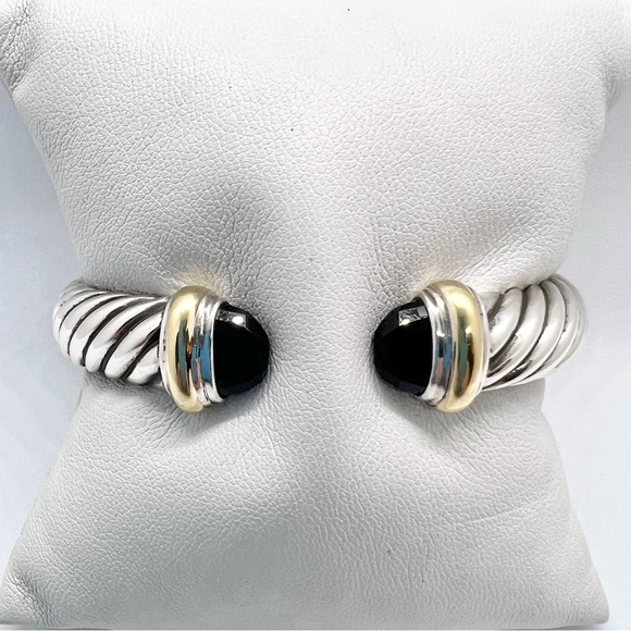 David Yurman Onyx Waverly Cuff Bracelet With Gold - Picture 3 of 8